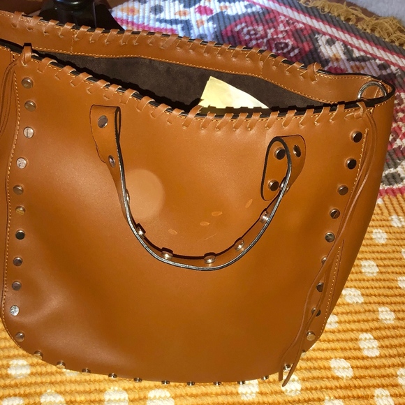 Zara Bags Zara Leather Tote With Silver Studs Nwt Poshmark